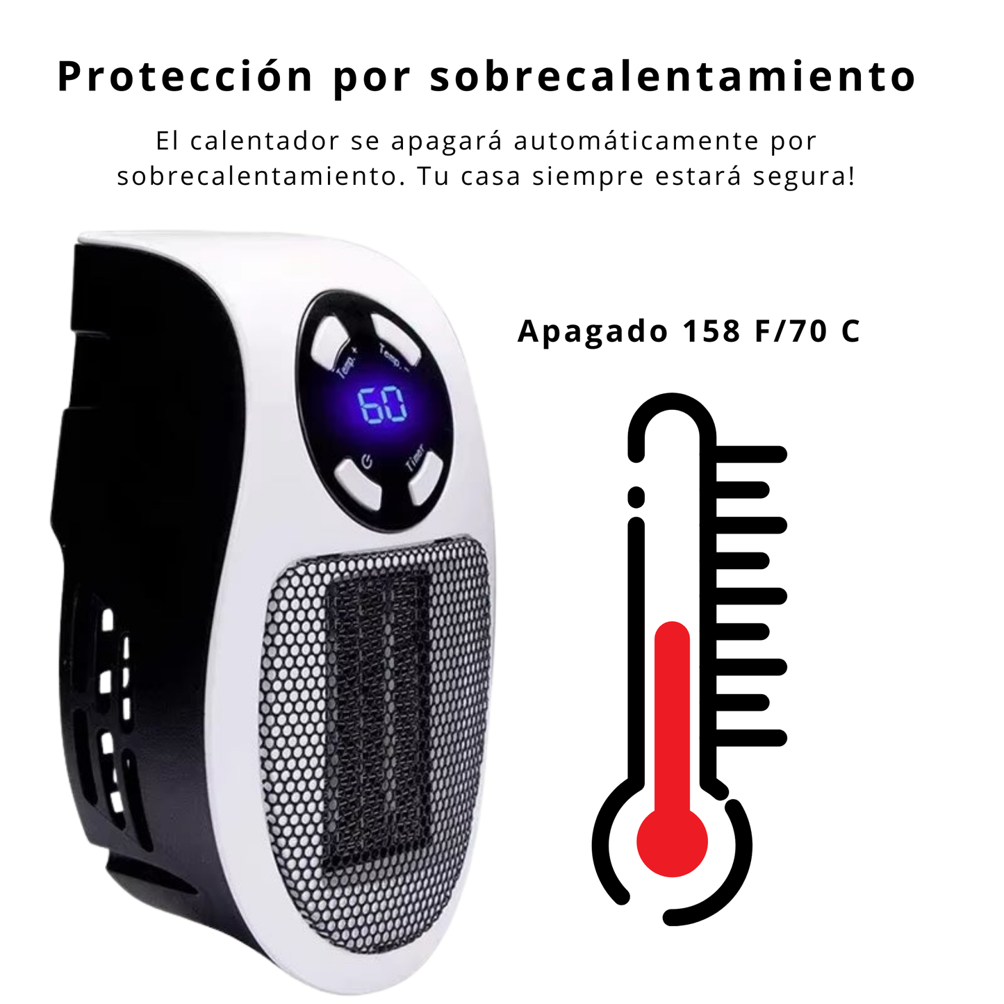 Calentador inteligente portátil con control de temperatura 350W