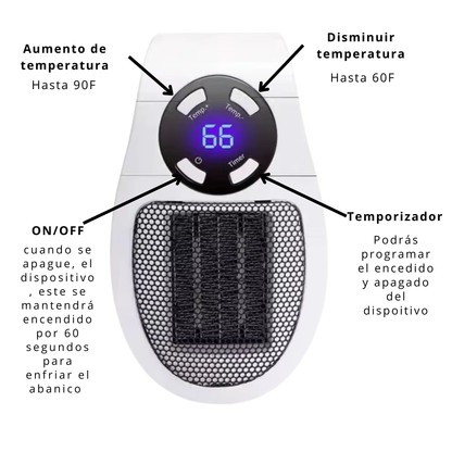 Calentador inteligente portátil con control de temperatura 350W