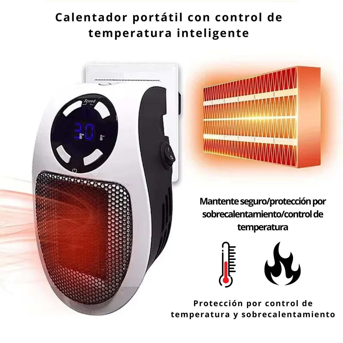 Calentador inteligente portátil con control de temperatura 350W